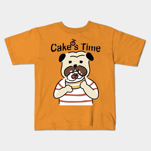 cartoon pug for pug lover and cake lover Kids T-Shirt by LittleAdong